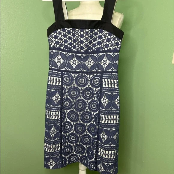 Tory Burch Navy Geometric Mini Dress - Picture 2 of 16